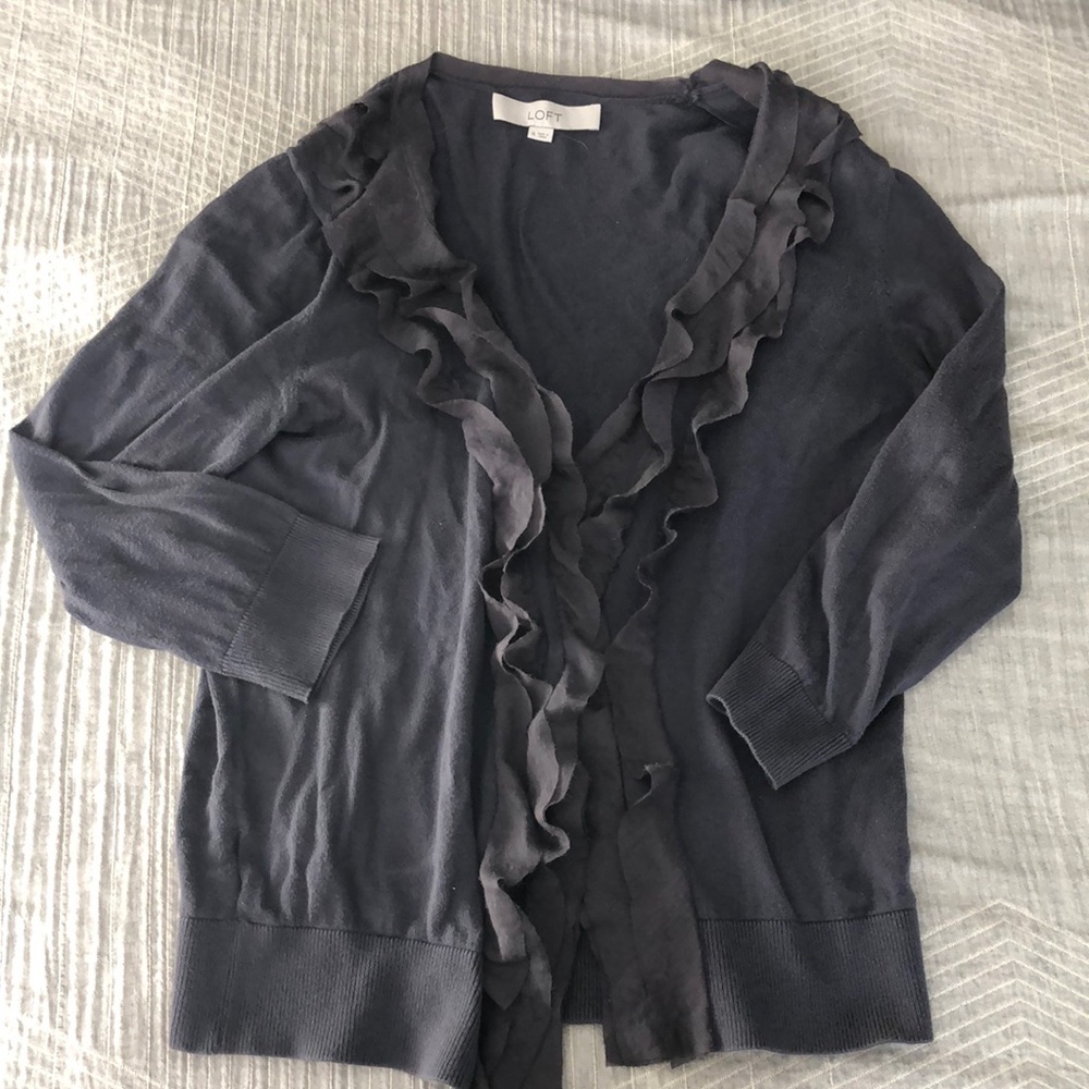 Chiffon ruffle lined cardigan